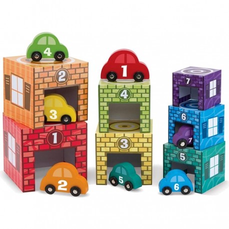 Jouet Garages voitures 7 cubes empilables