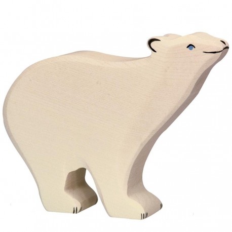 Animaux en bois ours polaire figurine Holztiger