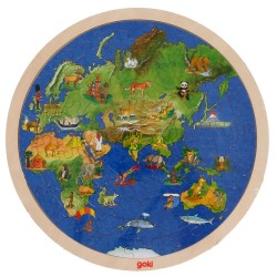 Puzzle Le monde en bois Globe terrestre double face