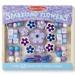 Kit perles en bois fleurs violettes