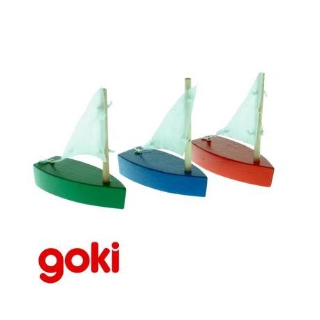 Set de 3 petits bateaux voilier en bois