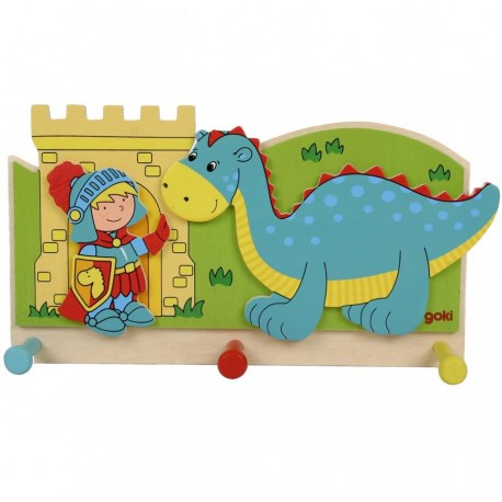 Portemanteau mural enfant Chevalier et dragon Chambre d'enfant Garçon