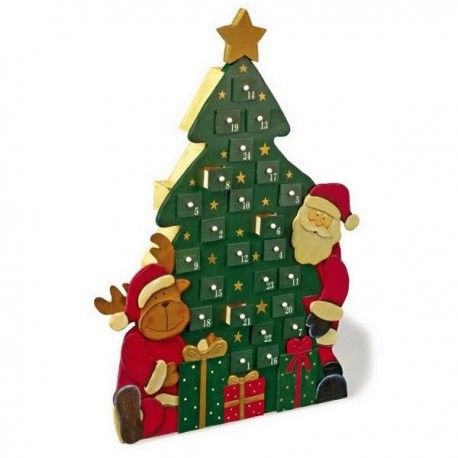 Calendrier de l'avent sapin de noel Décoration de Noel en bois 40 x 55 cm