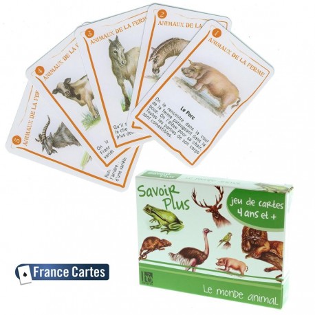 Jeux de cartes éducatif 7 familles Savoir + Le monde animal Enfant 6 ans +