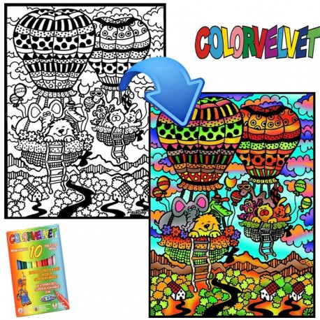 Colorvelvet coloriage velours Montgolfière 47x35