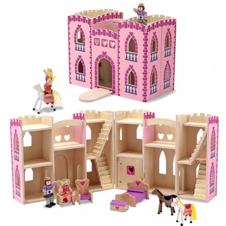 Jouet en bois Château de Princesse en bois avec figurines et meubles