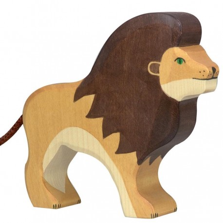 Animaux en bois lion figurine Holztiger