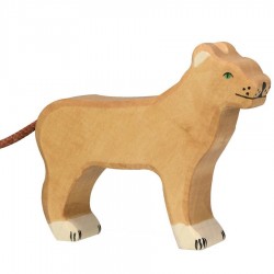 Animaux en bois lionne figurine Holztiger