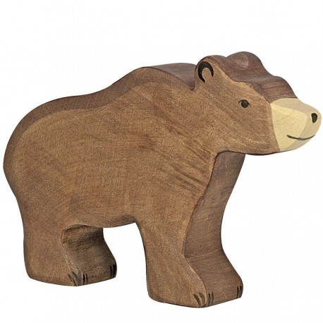 Animaux en bois ours brun figurine Holztiger