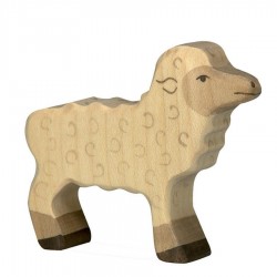 Animaux en bois de la ferme agneau figurine Holztiger