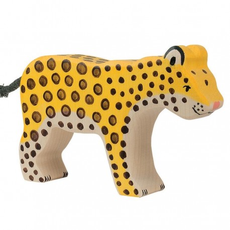Animaux en bois léopard figurine Holztiger