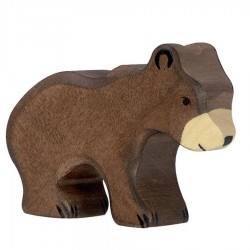 Animaux en bois petit ours brun figurine Holztiger