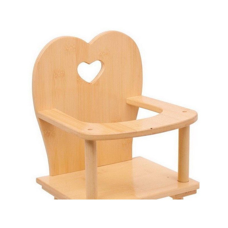 Chaise haute Coeur pour poupée en bois