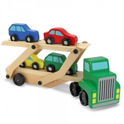 Camion en bois jouet - transport de voitures