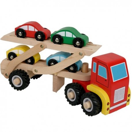Camion en bois jouet camion de transport de voitures Enfants 3 ans+