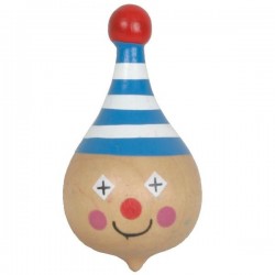 Toupie en bois tete de clown 3 x 5
