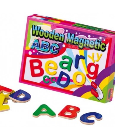 52 Lettres aimantées jouet en bois colorées Majuscule minuscule