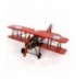 Avion biplan décoratif métal rouge