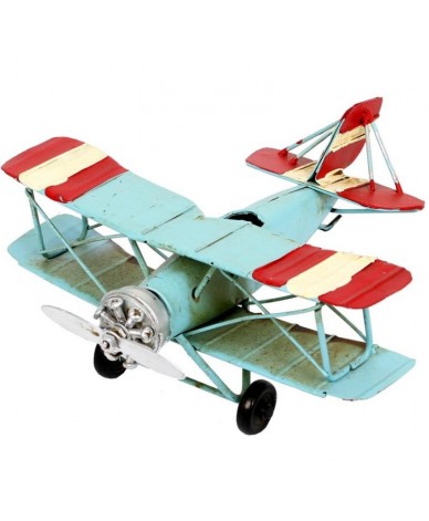 Petit avion décoratif métal bleu clair