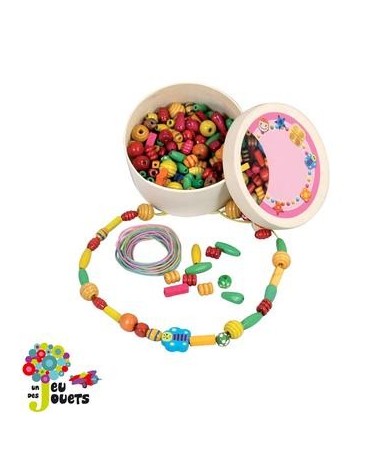 Boîte de perles en bois à enfiler pour enfant fille 4 ans et +