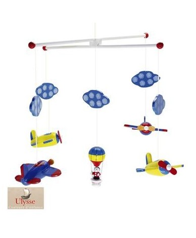 Mobile suspension avion montgolfières décoration chambre enfant