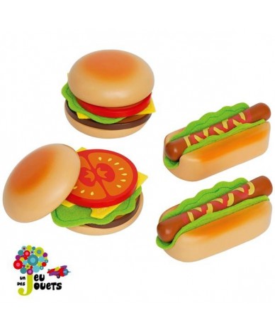 Hape Cuisine Hamburgers et hot-dogs jouet en bois enfant 3 ans +