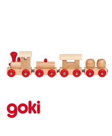 Petit train en bois 25 cm avec 3 wagons aimantés Jouet en bois