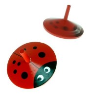 Jouet Toupie en bois coccinelle Rouge pour enfant 3 ans + Diamètre 5 cm