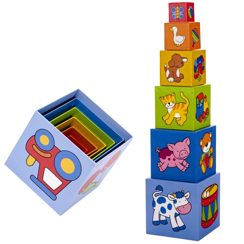 Jouet cube bébé 6 cubes empilables et encastrables