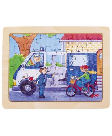 Petit Puzzle des véhicules - 24 pièces - Puzzle en bois Police