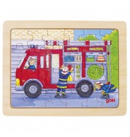 Petit Puzzle des véhicules - 24 pièces - Puzzle en bois Pompier