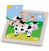 Petit Puzzle des animaux 4 pièces Puzzle en bois Vache 12 mois +