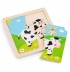 Petit Puzzle des animaux 4 pièces Puzzle en bois Vache 12 mois +