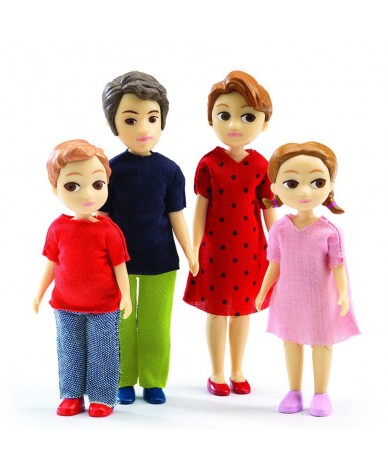 Famille de 4 poupées articulées Figurines pour maison de poupées