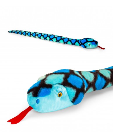 Peluche Serpent bleu 100 cm Keeleco - Long Compagnon Éco-Responsable