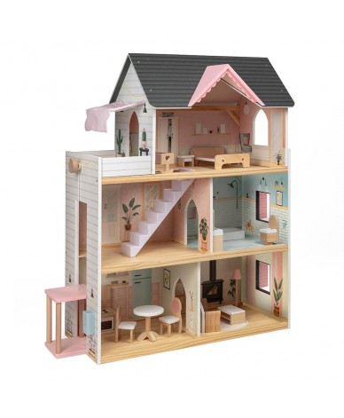 Maison de poupée en bois avec ascenseur - Eurekakids